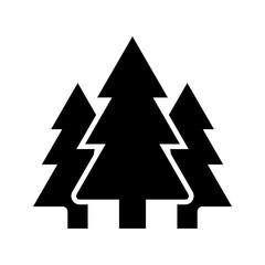 Obraz premium Pine forest icon. Nature and forest filled symbol. Black and white.