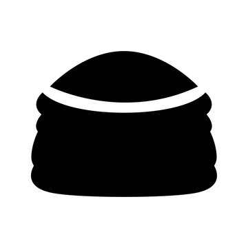 Spice powder icon. Food and seasoning filled symbol. Black and white.