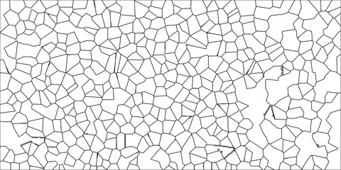 Obraz premium Abstract geometric cell structure vector graphic with irregular black outlines on a white background, suitable for science and design projects