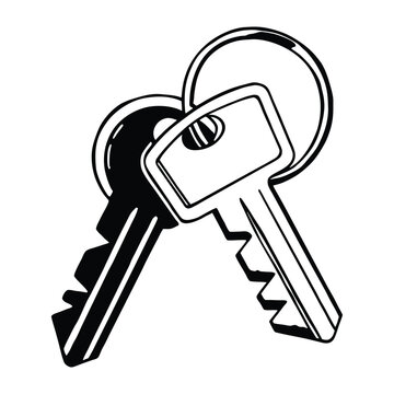 Black key with stylized looped ribbon stylized ribbon