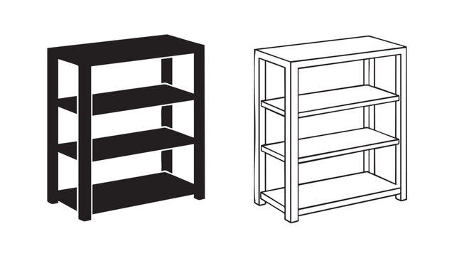 Modern wooden storage shelf unit vector