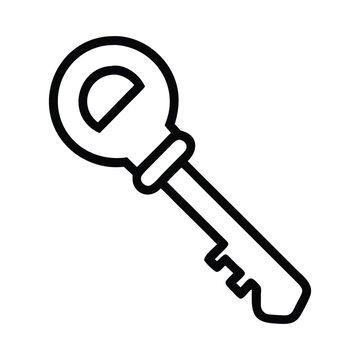 Black stylized key with circular bow and jagged shaft
