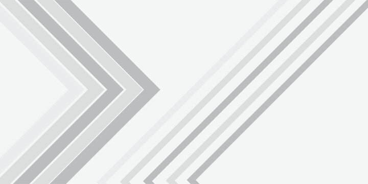Grey white abstract background wide banner geometry arrow shine and layer element vector illustration.