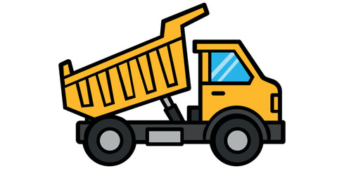 Fototapeta premium 6000Yellow dump truck illustration in flat vector style for construction and industrial design isolated on white background