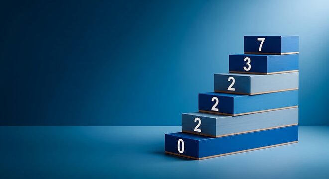 A blue podium with numbers on each step for ranking or scoring purposes in competitions or assessments