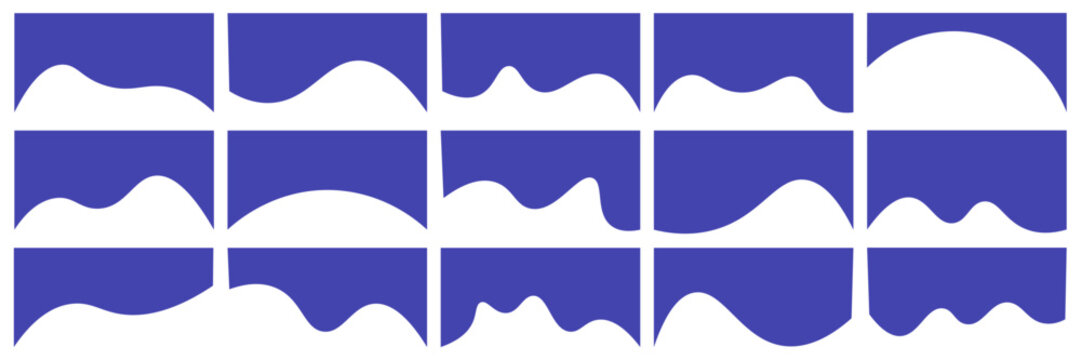 Collection of dividers shape templates. Modern separator header for website and app. Curve lines, wave collection of abstract design element for top and bottom page web site.