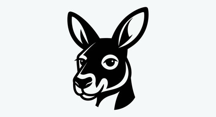 Obraz premium Black and white kangaroo head illustration