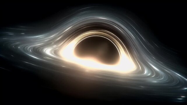 Black hole, fantasy, mysterious. A digital artwork depicts a swirling vortex of light and shadow, resembling a galaxy or a celestial body. The vortex is composed of a series of concentric circles.