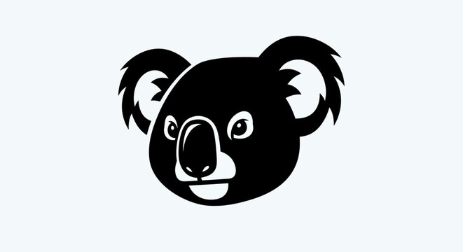 Black and white koala head illustration