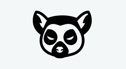Black and white lemur head illustration © Andre