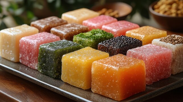 Colorful Assorted Turkish Delight Cubes
