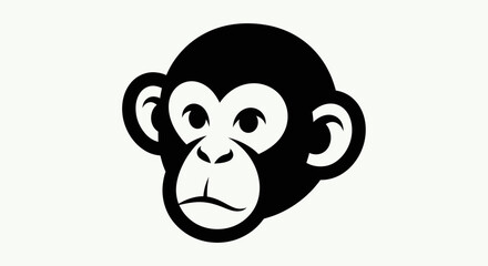 Black and white monkey face icon © Andre