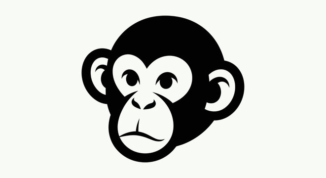 Black and white monkey face icon