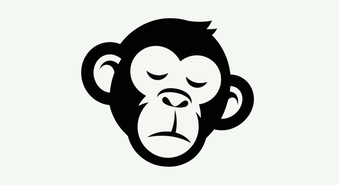 Black and white monkey face logo