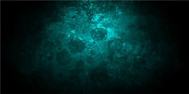 Vector Abstract turquoise textured background of mysterious pattern with spot light effect and black backdrop.