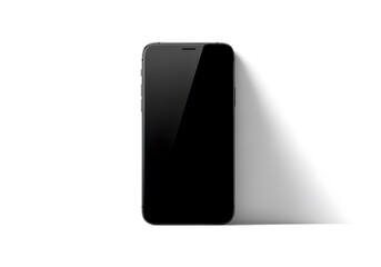 Naklejka premium Black smartphone with blank screen on white background