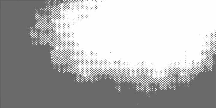 Vector Abstract cloud shape with halftone effect against gray backdrop and atmospheric conditions.