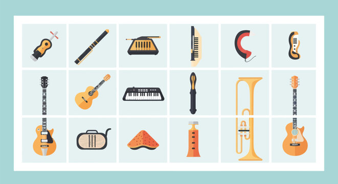 Musical instruments collection on display