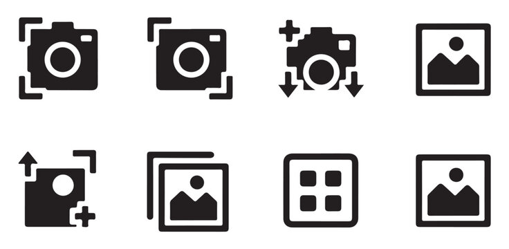 Advanced digital photography control interface icons for mobile applications and web design.