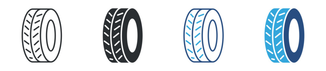 Car tire icon set. wheel and rubber tire. automotive transport concept. vector illustration. © Icon Atelier