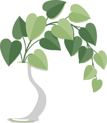 Heartleaf Philodendron Plant in a Vase Vector Illustration © Rownok