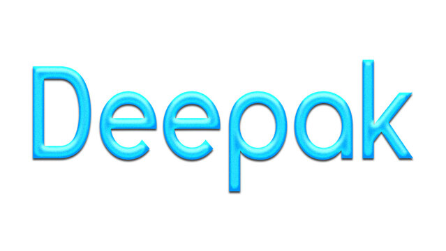 Glowing blue effect of name Deepak on white background.