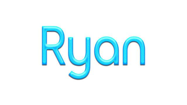 Glowing blue effect of name Ryan on white background.