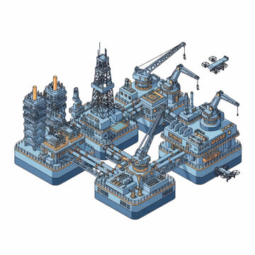 Industrial Oil Rig Facility Platform.