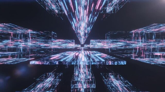 Abstract digital light tunnel perfect for UI/UX design and motion graphics