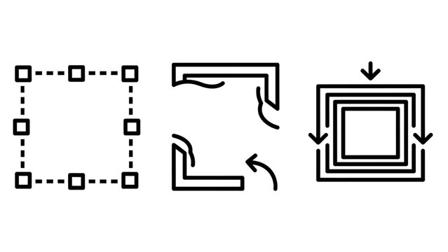 Icons for selection corner rounding object resizing with graphic design tool bar web design digital art tool icon resize icon selection rounding computer software application interface