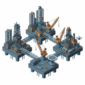 Industrial offshore oil rig platform.