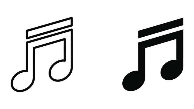 Black musical notes icon with quarter and eighth notes