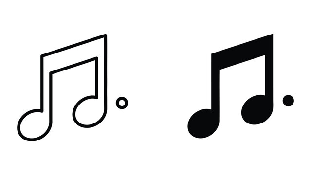 Simple black musical notes icon with quarter and eighth notes