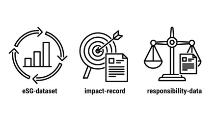 Fototapeta premium Esg reporting and corporate responsibility data icons with responsibility sustainability business governance environment document analysis corporate management strategy investment graphics