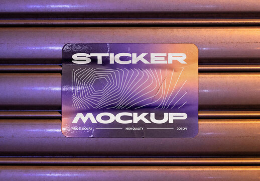 Rectangle Sticker Mockup &ndash; on Roller Shutter Branding Stationery Presentation (PSD)