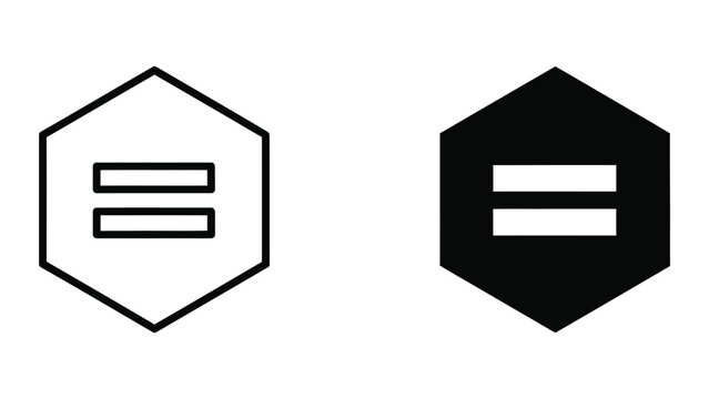 Modern equal sign symbol in clean geometric hexagon frame