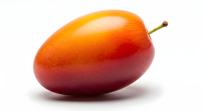 A vibrant ripe damson plum isolated on a clean white background showcasing its rich color