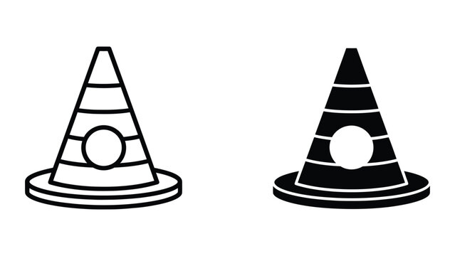 Black and white traffic cone safety symbol with hole design