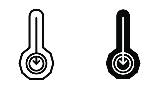 Thermometer icon with downward arrow indicator
