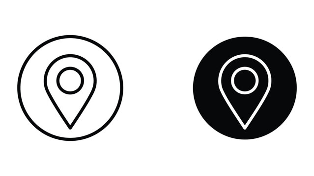 Minimal location pin icon in circle with two color variants