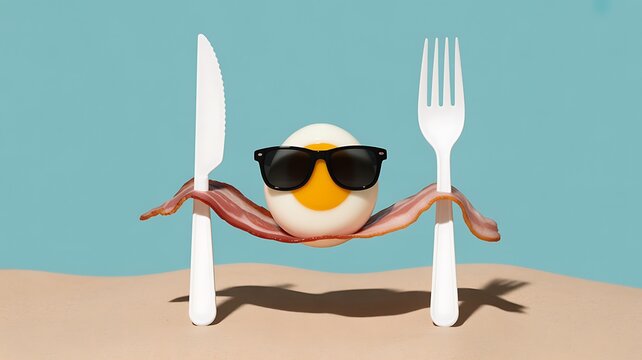 Fried egg with bacon and sunglasses