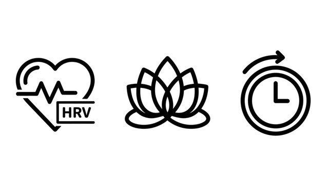 Heartbeat lotus flower clock icons with heartbeat icon heart rate well being vital signs wellness meditation schedule illustration mindfulness relaxation vitality spirituality progress