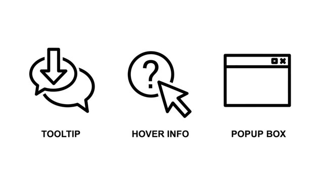 Tooltip hover info popup box icons with tool tip hover effect dialogue box notification icon information dialogue notification interface minimalist technology software