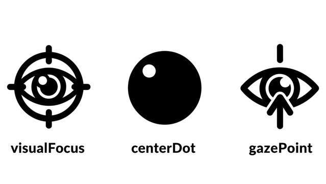 Eye tracking and visual focus icons with gaze point center dot user experience attention perception tracking analysis research interface interaction technology illustration