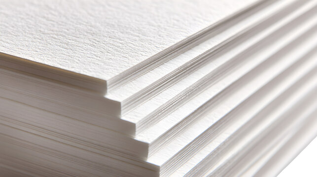 stationery cutout of stack of lined index cards, clean study and note-taking supplies with crisp paper texture, sharp focus, clean edges high definition, isolated on white background