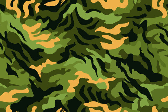 Alien camouflage of green and yellow colors seamless pattern