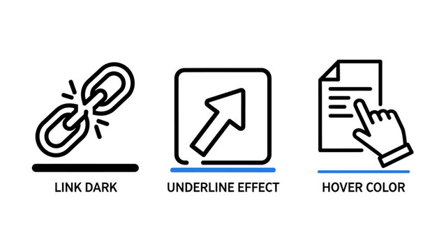 Web design user interface elements including link break underline and hover effect with interface underline document internet navigation computer interactive connection disconnected