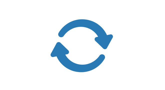 Blue recycling symbol with arrows.