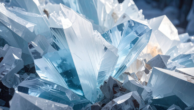 Blue ice crystals shine with cool brilliance