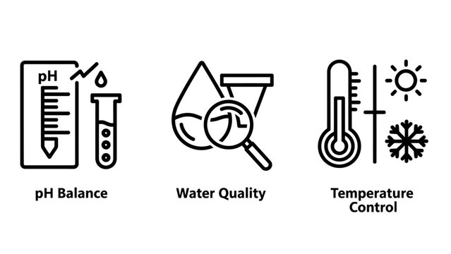 Laboratory analysis icons set including p h balance water quality measurement and temperature control tools with laboratory chemistry analysis temperature research experiment measurement